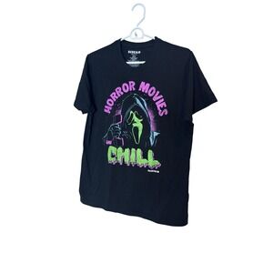 Scream‎ Horror Movies And Chill Shirt Mens Medium Black Ghostface Graphic Tee